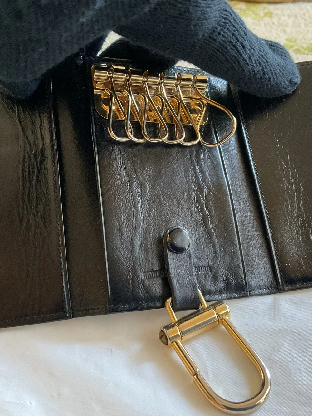 MONTBLANC Black Smooth Leather Tri-fold Key Case/ Wallet- Swiss Made